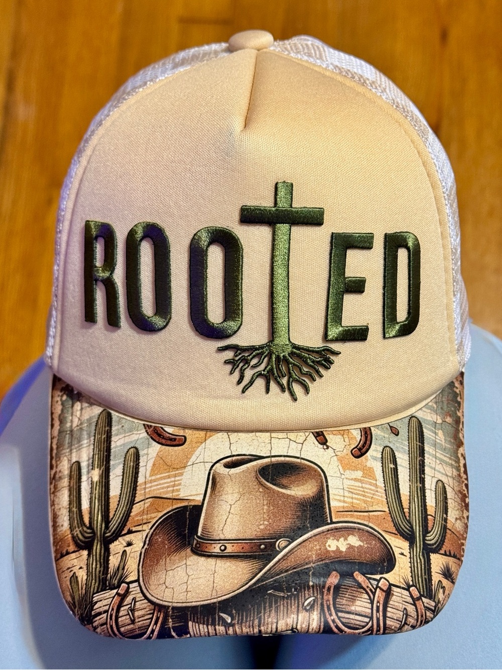 ROOTED Embroidered Trucker Hat with Cutest Bill Design!